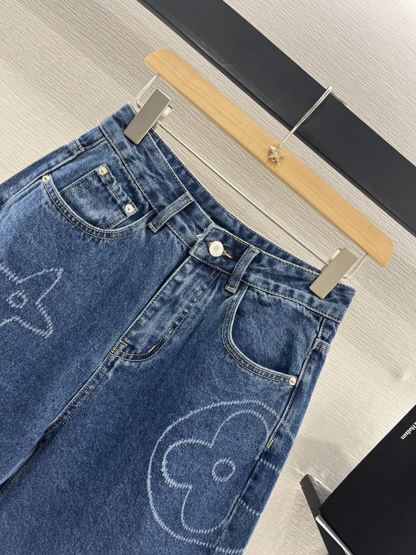 LOUIS VUITTON LV HIGH-WAIST LASER-CUT DENIM SHORTS