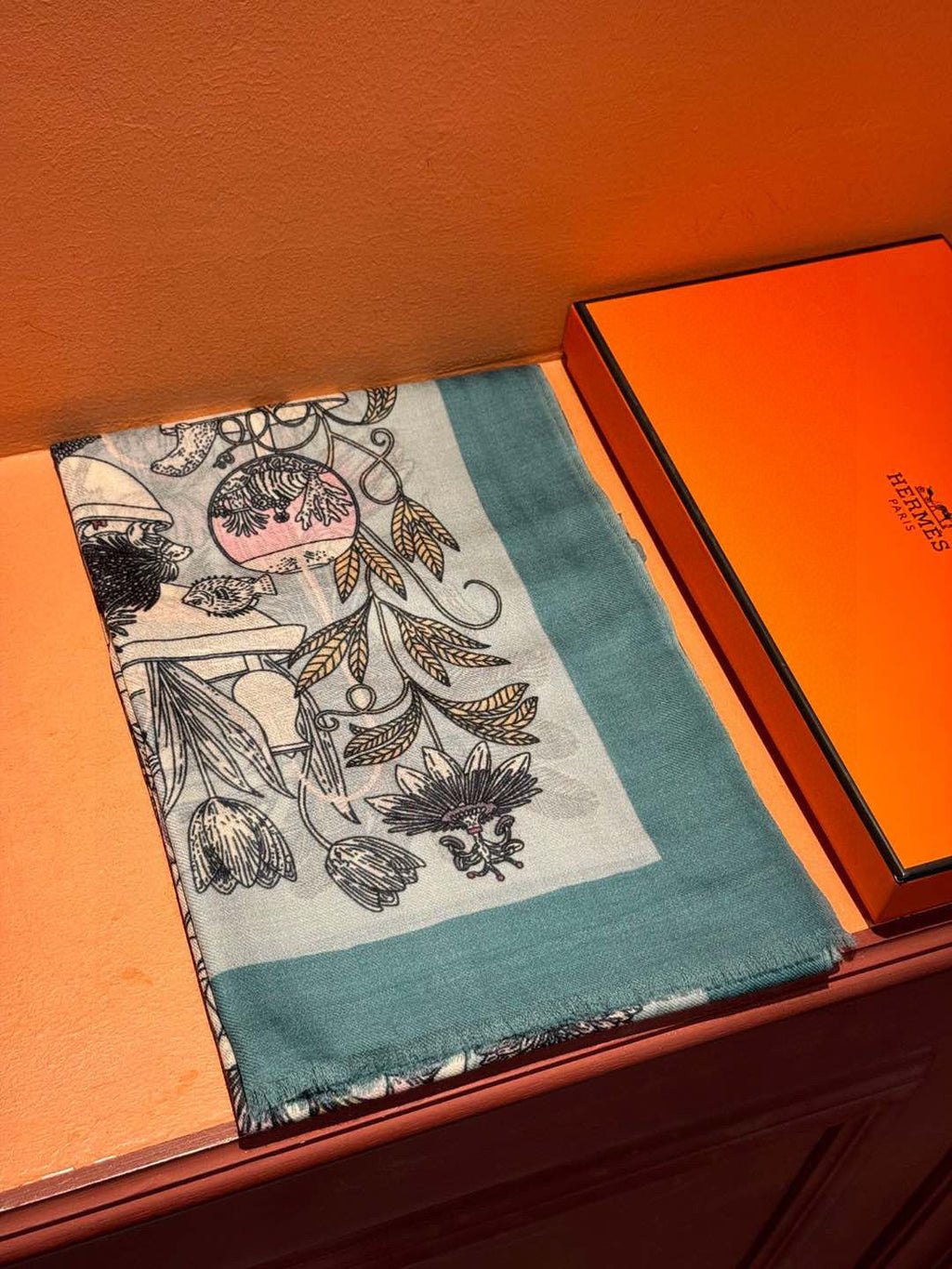 HERMES HERMES 25S SCARF 200 IN CASERE SILK 732071