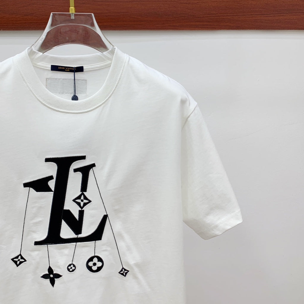 LOUIS VUITTON LV T-SHIRT IN WHITE COTTON STYLIZED LOGO 238872