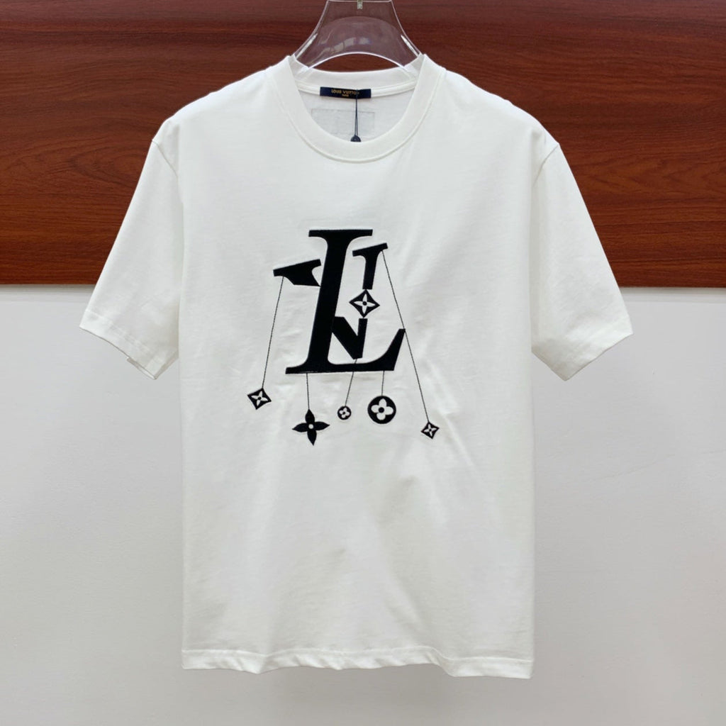LOUIS VUITTON LV T-SHIRT IN WHITE COTTON STYLIZED LOGO 238872