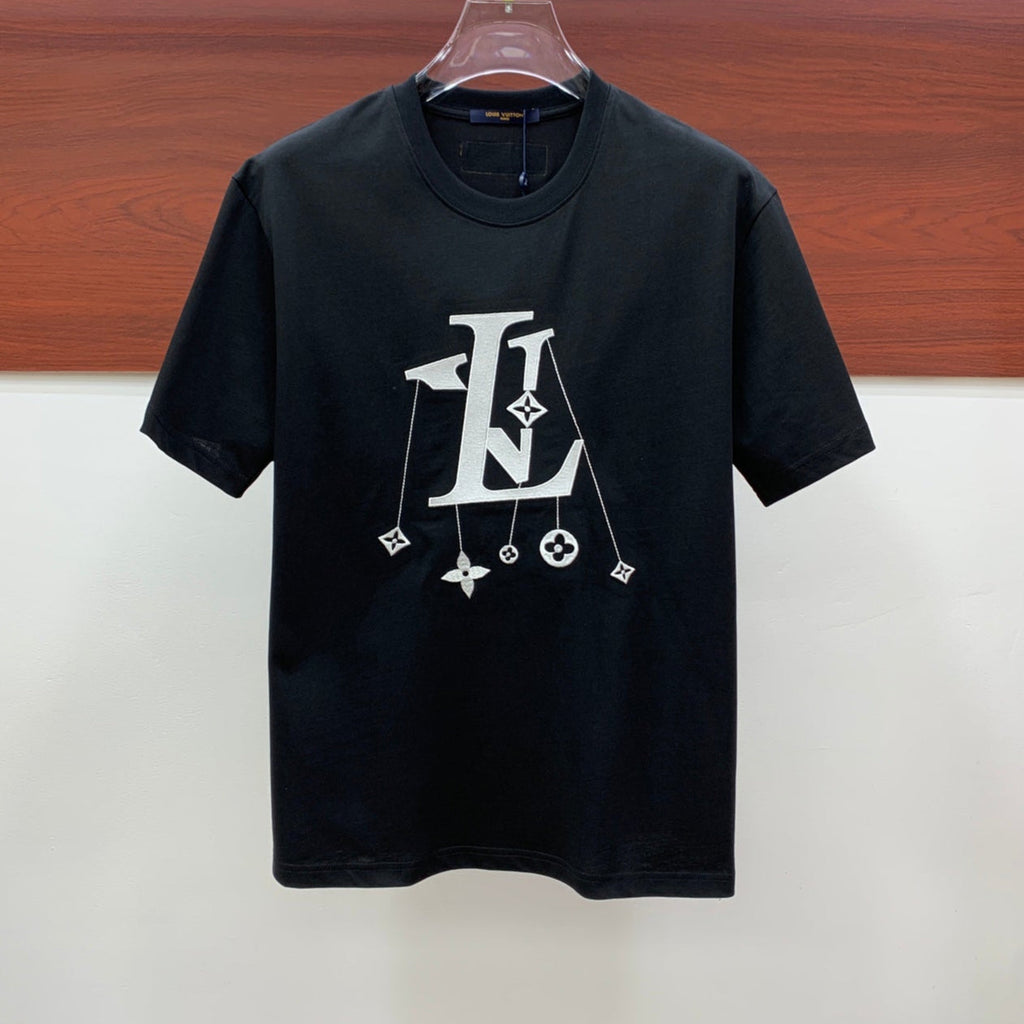 LOUIS VUITTON LV T-SHIRT IN BLACK COTTON STYLIZED LOGO 238873