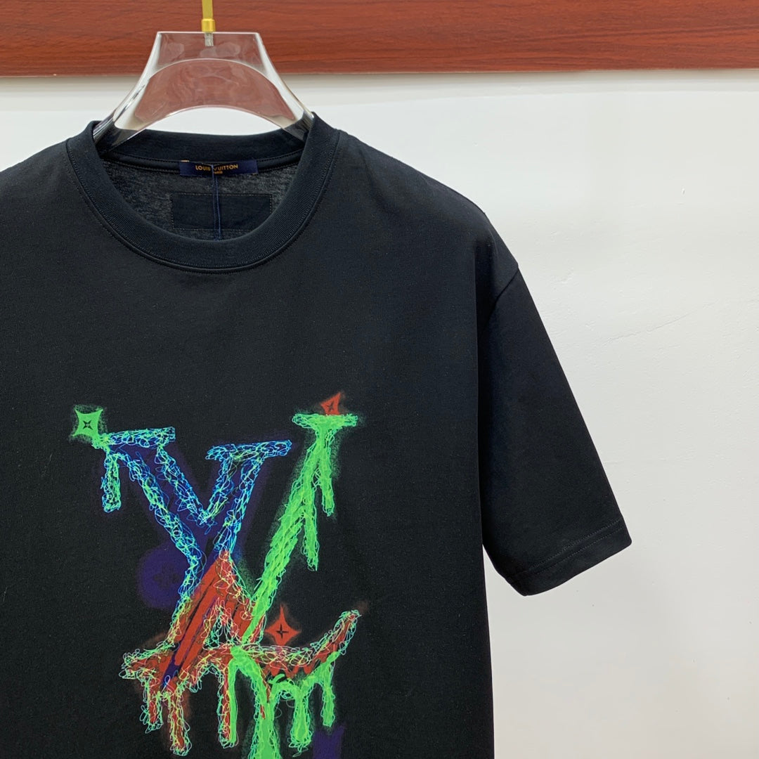 LOUIS VUITTON LV T-SHIRT STYLIZED LOGO IN BLACK COTTON 238875