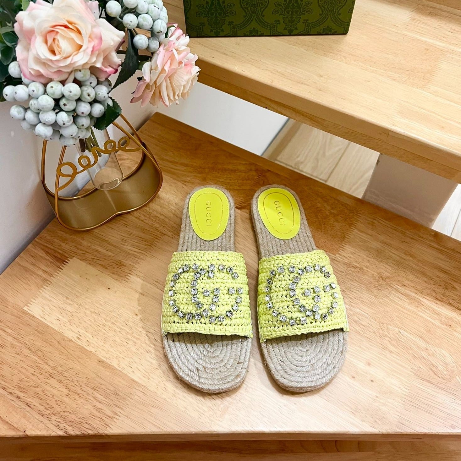 GUCCI Casual Style Logo Sandals Yellow