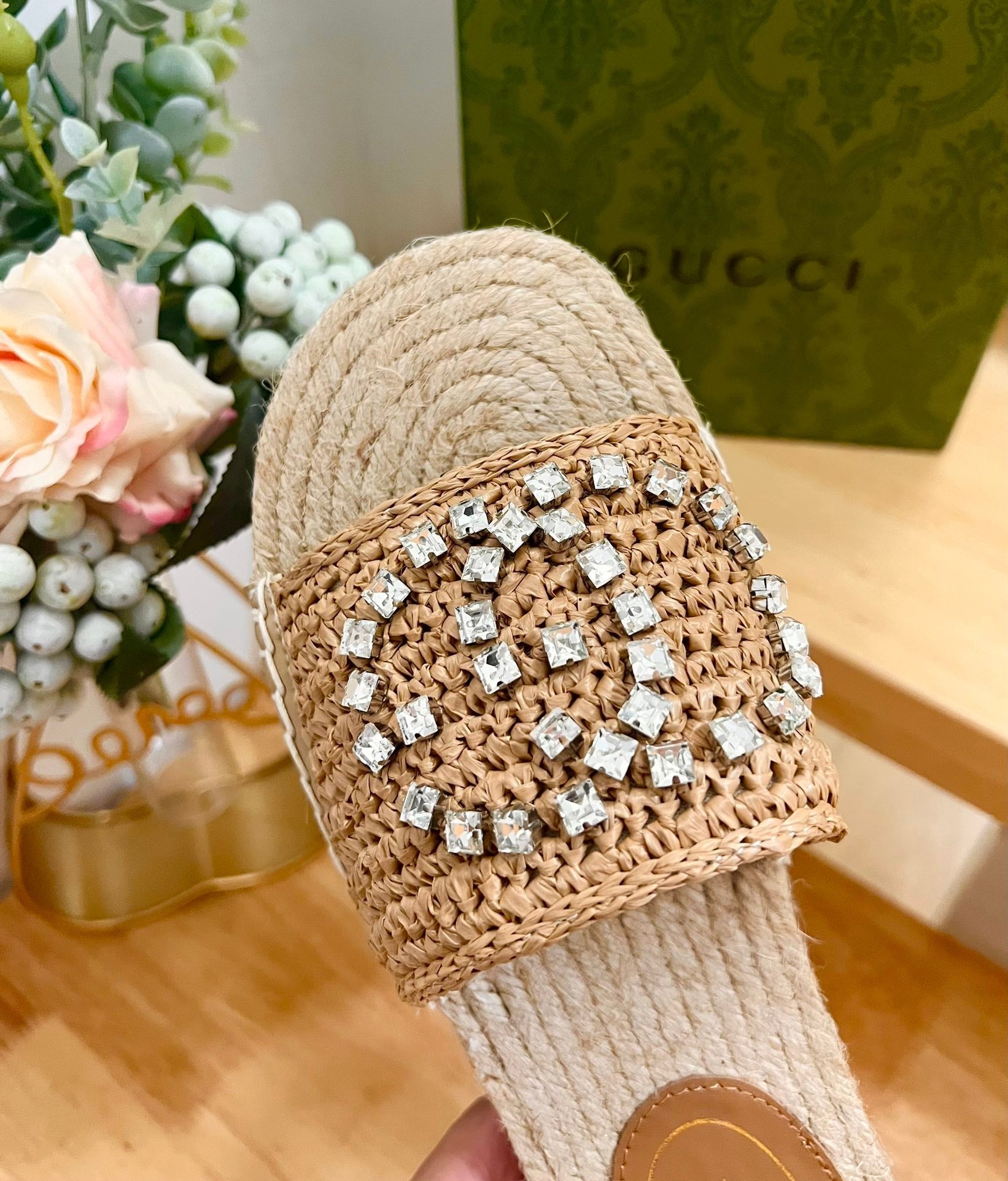 GUCCI Casual Style Logo Sandals Brown Caramel