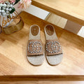 GUCCI Casual Style Logo Sandals Brown Caramel