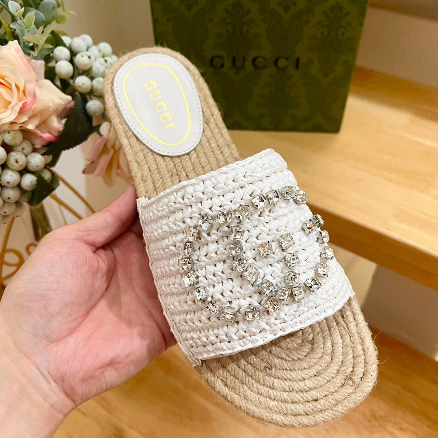 GUCCI Casual Style Logo Sandals White