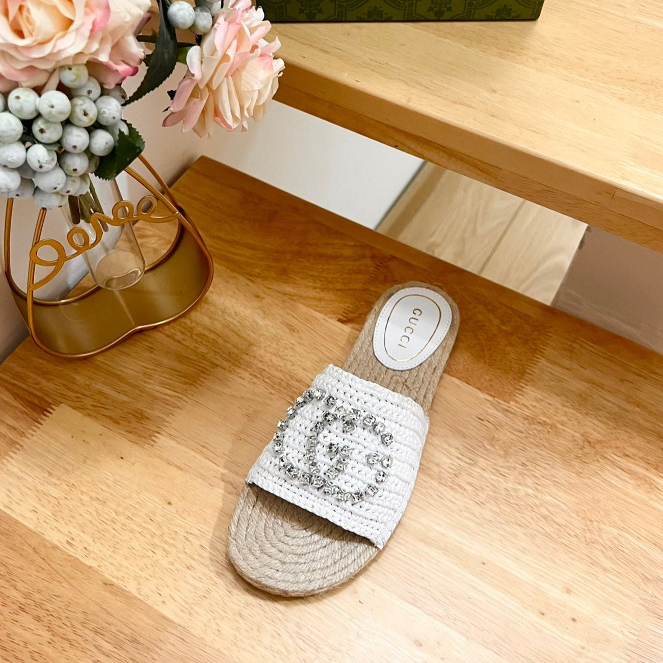GUCCI Casual Style Logo Sandals White