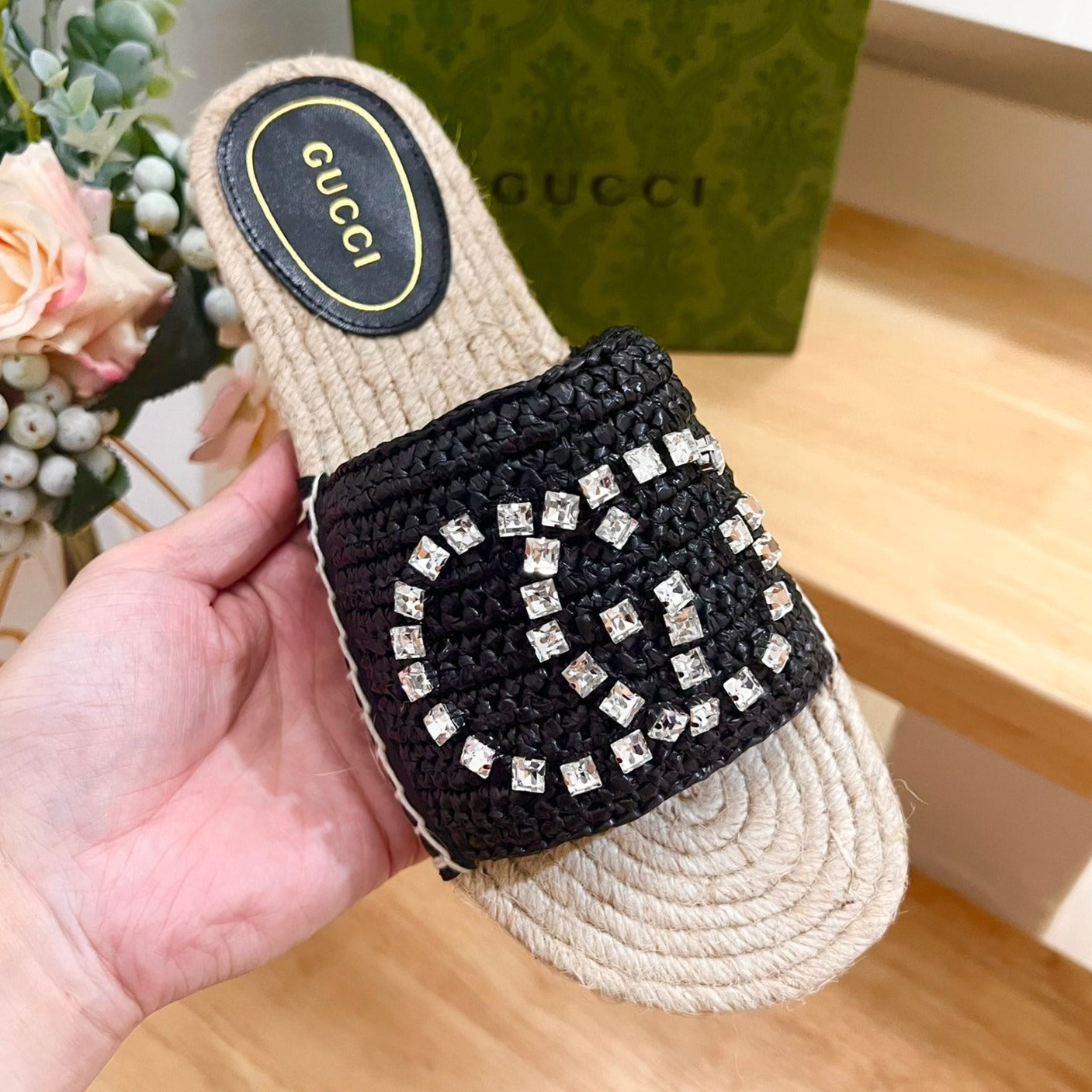 GUCCI Casual Style Logo Sandals Black