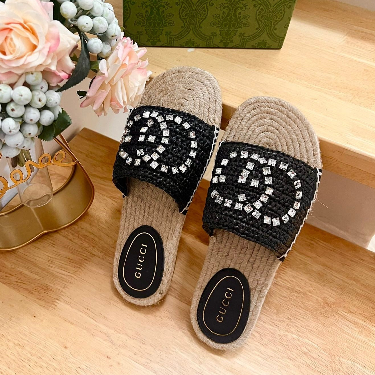 GUCCI Casual Style Logo Sandals Black