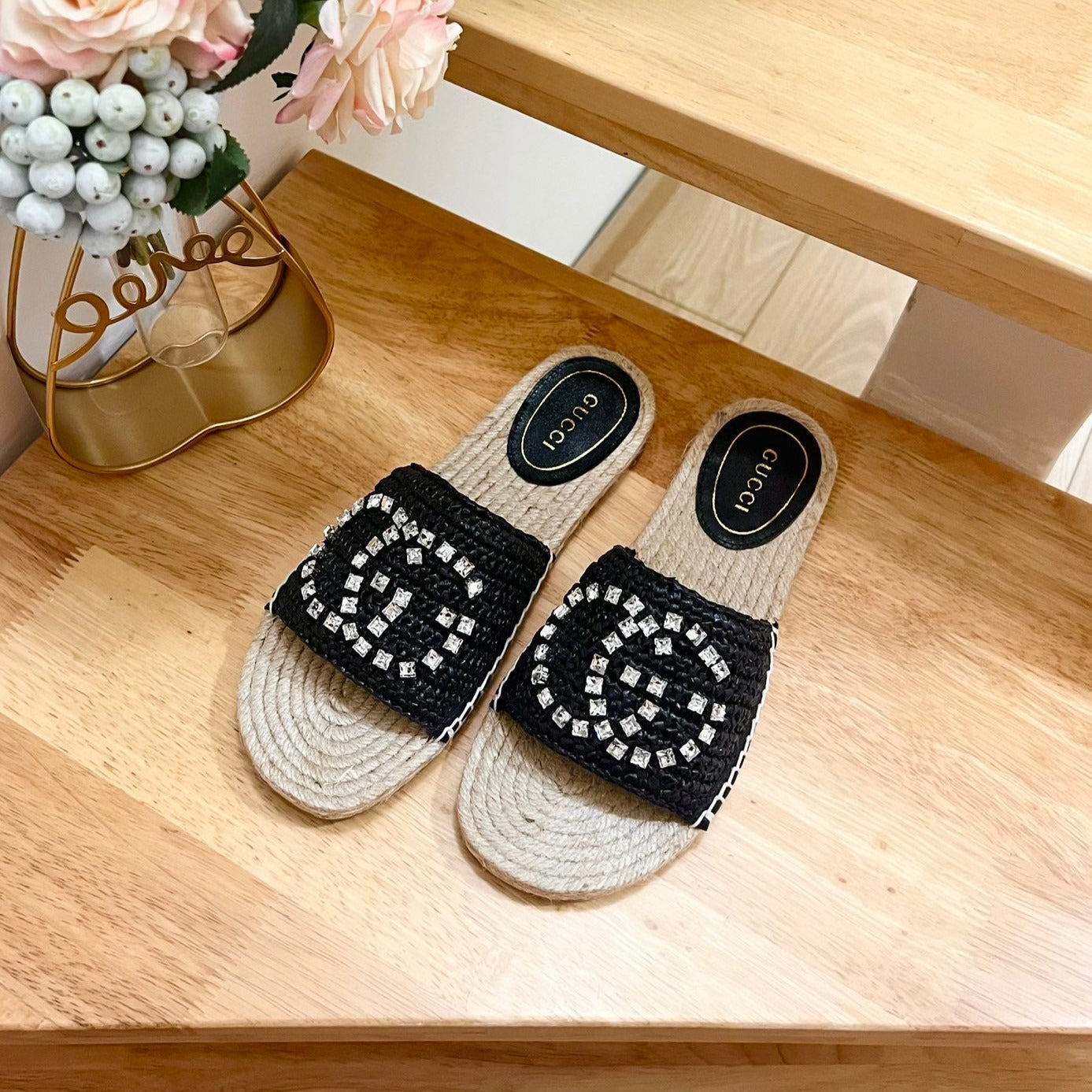 GUCCI Casual Style Logo Sandals Black