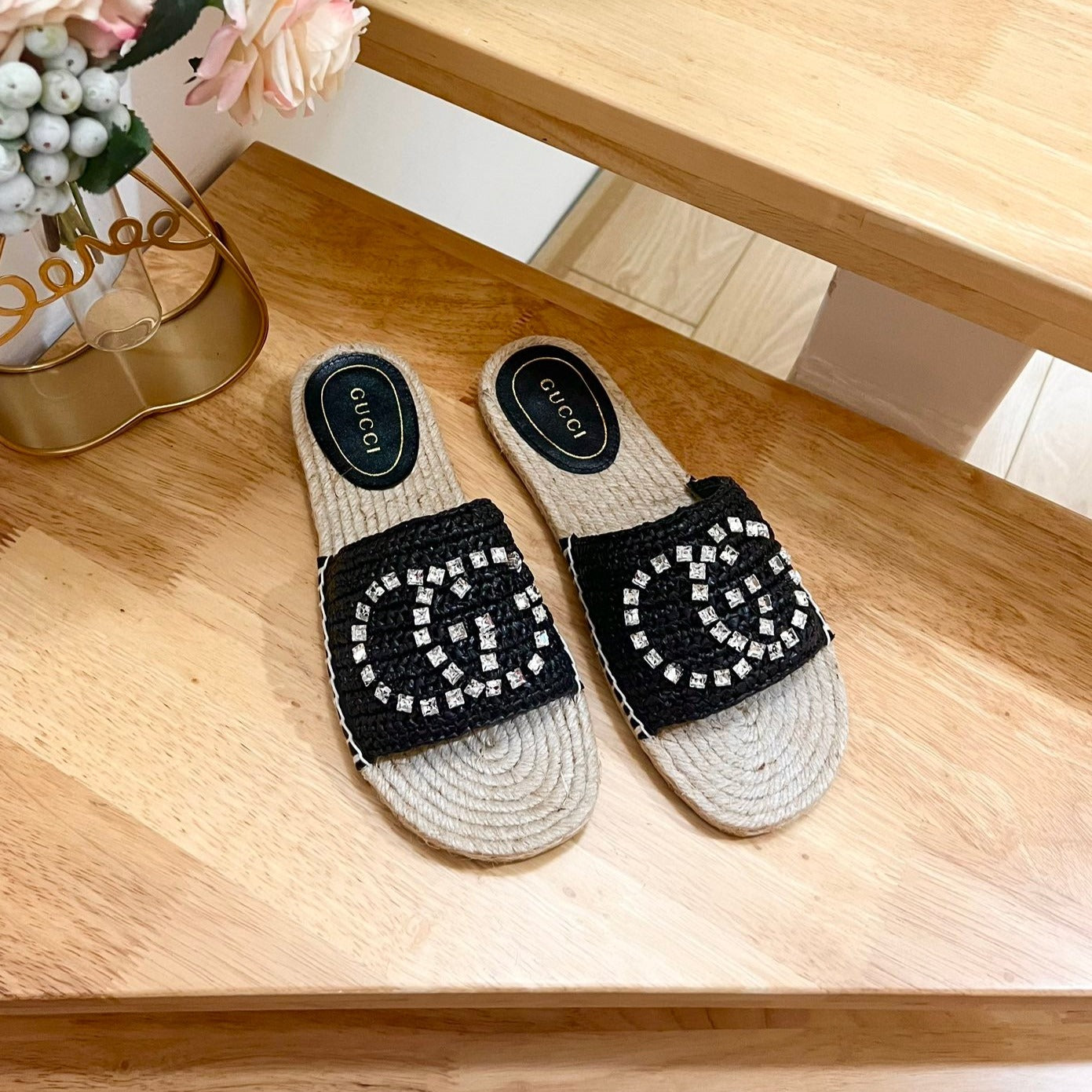 GUCCI Casual Style Logo Sandals Black