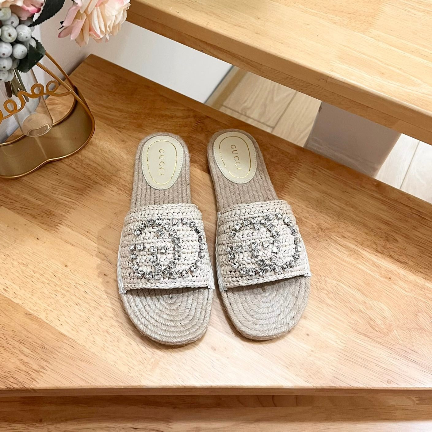 GUCCI Casual Style Logo Sandals Beige