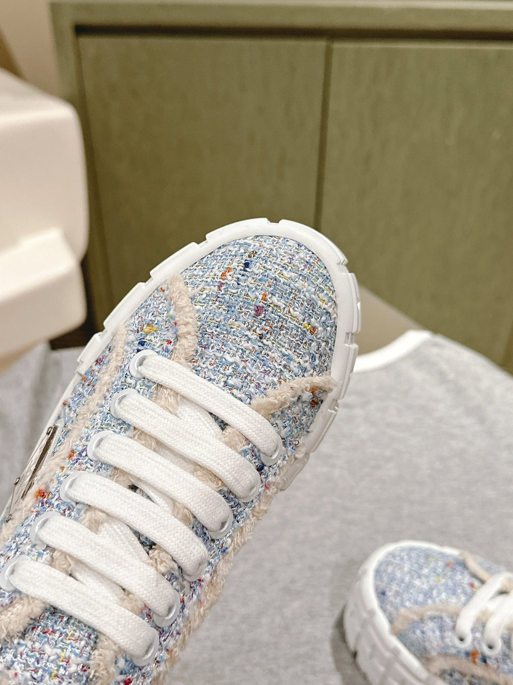 PRADA DOUBLE WHEEL RE-NYLON GABARDINE SNEAKERS SKY FABRIC