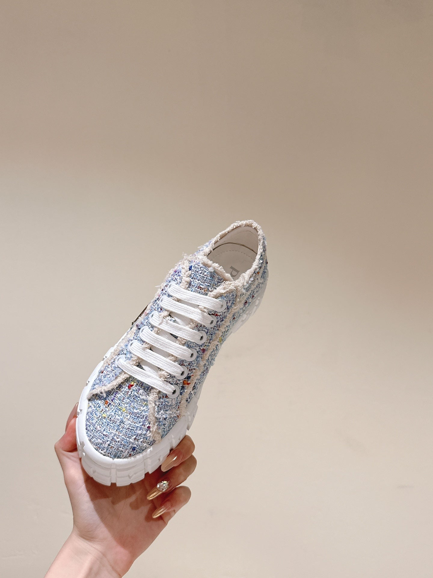 PRADA DOUBLE WHEEL RE-NYLON GABARDINE SNEAKERS SKY FABRIC