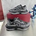 GUCCI RIPPLE SNEAKER IN LIGHT GRAY MIX BLACK LAMBSKIN AND FABRIC