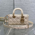 DIOR 25S SMALL LADY D-JOY 22 IN BEIGE LAMBSKIN GOLD HARDWARE