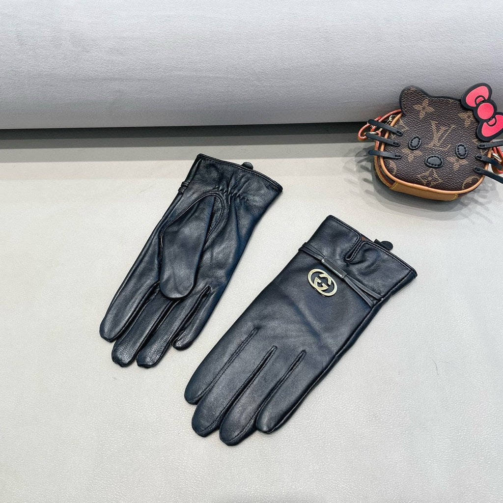 GUCCI TOUCHSCREEN GLOVES IN BLACK SHEEPSKIN 391498