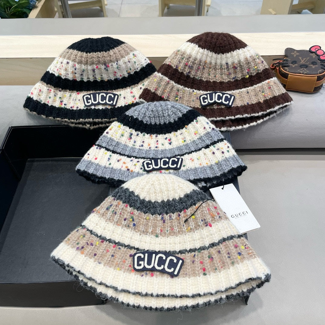 GUCCI STRIPED KNITTED BUCKET HAT COLORFUL 428102