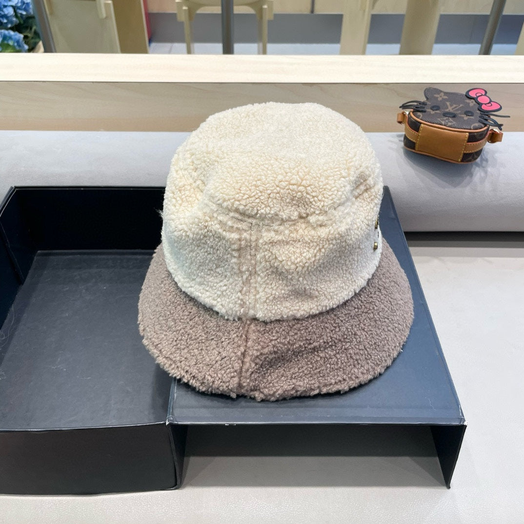 CHANEL BUCKET HAT IN BEIGE MIX WENGE BROWN LAMB WOOL 431623
