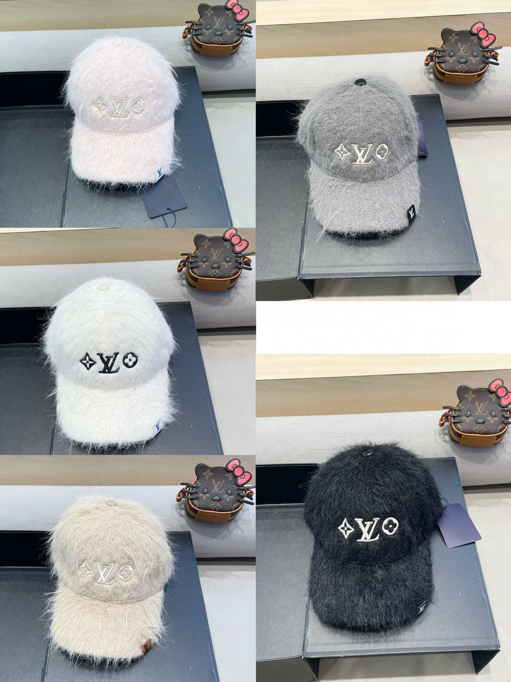 LOUIS VUITTON BASEBALL CAP IN BEIGE RABBIT FUR 434938