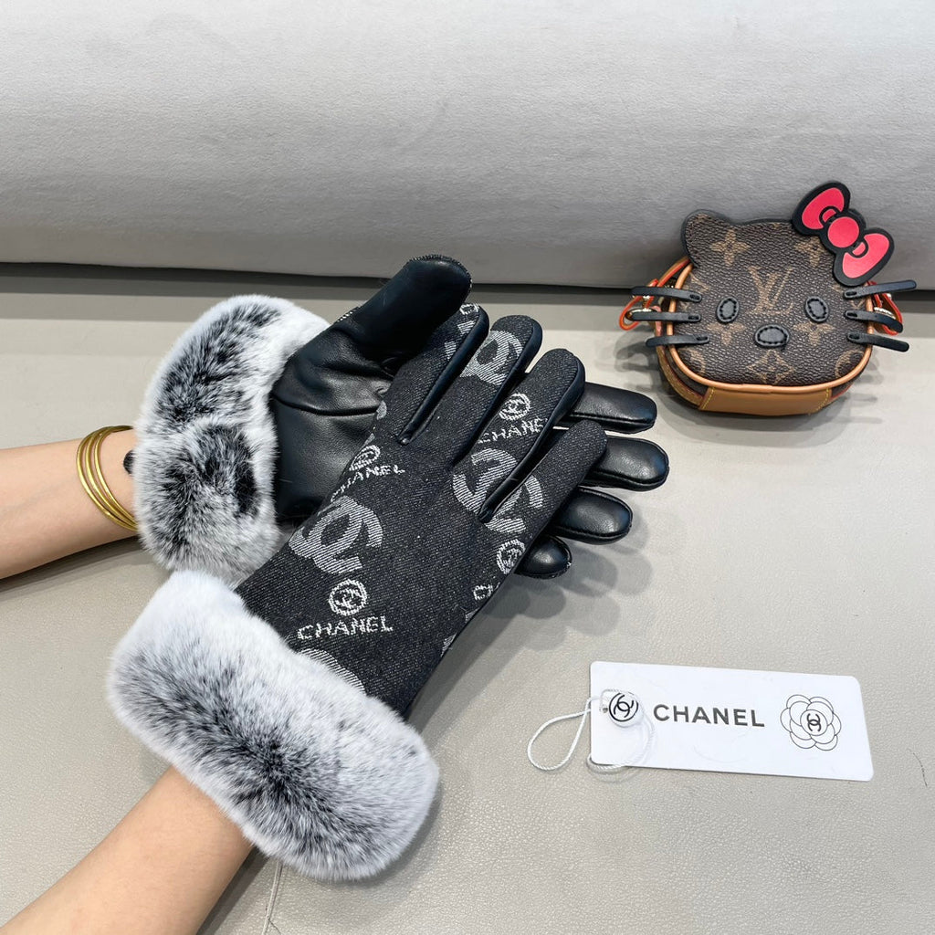 CHANEL GLOVES IN BLACK DENIM AND CALFSKIN 463797