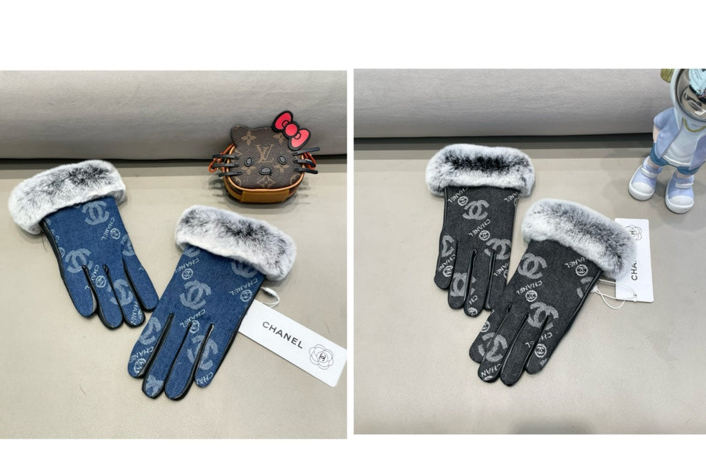 CHANEL GLOVES IN BLACK DENIM AND CALFSKIN 463797