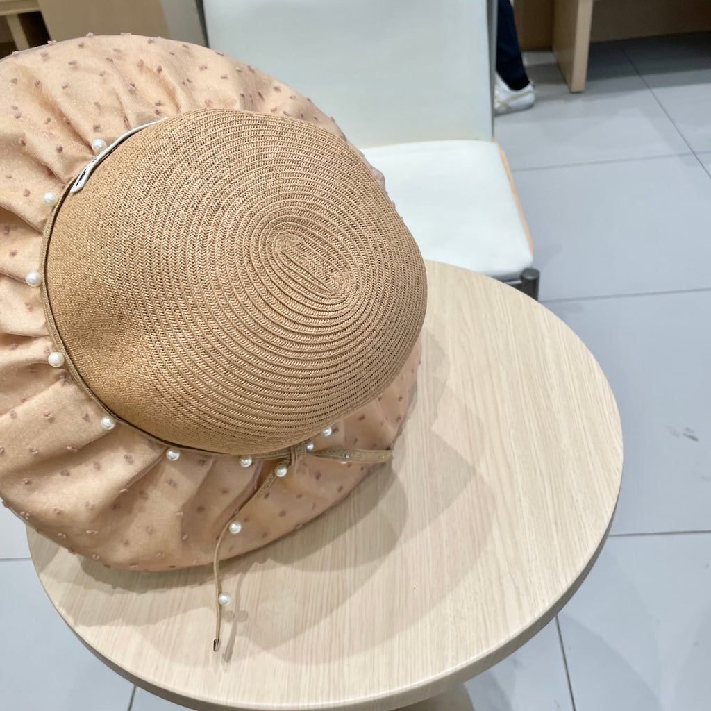 CHANEL WIDE BRIM HAT IN BROWN STRAW 673032