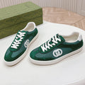 GUCCI SNEAKER WITH INTERLOCKING G IN GREEN FOREST SUEDE AND MESH