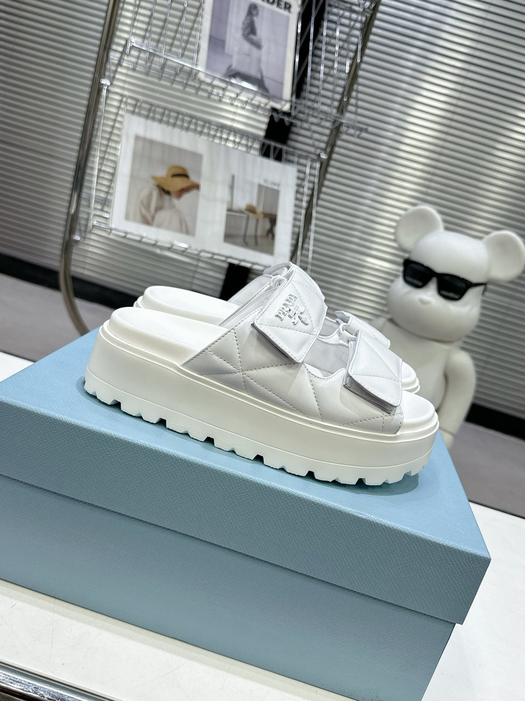 PRADA STRAP SANLS 55MM IN WHITE CALFSKIN