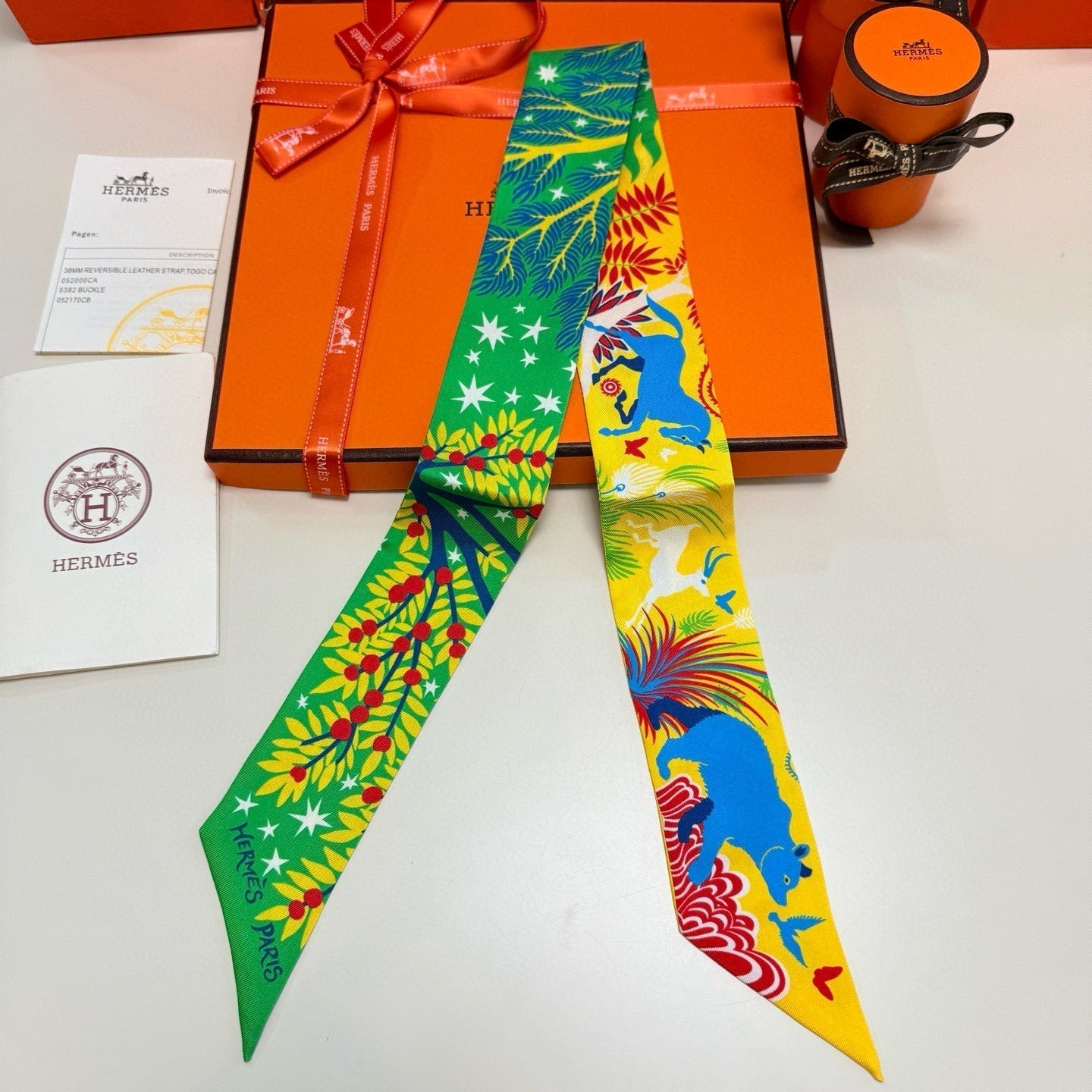 HERMES HERMES 25S SILK NECKERCHIEF 86 IN SILK 714355
