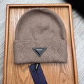 PRADA BEANIE HAT IN MEDIUM BROWN WOOL AND RABBIT FUR 436401