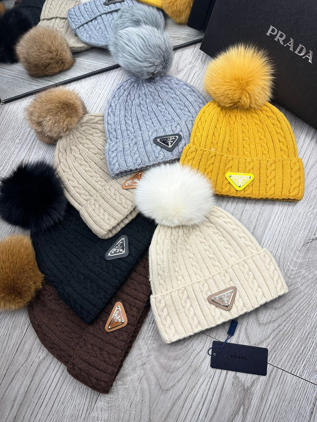 PRADA BEANIE HAT IN MUSTARD YELLOW WOOL 352365