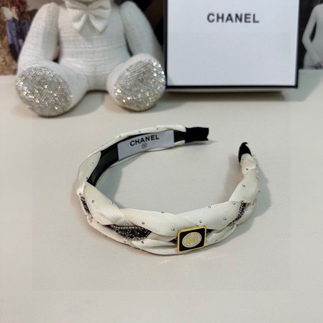CHANEL HAIRBAND  LOGO WHITE FOR WOMEN 151339