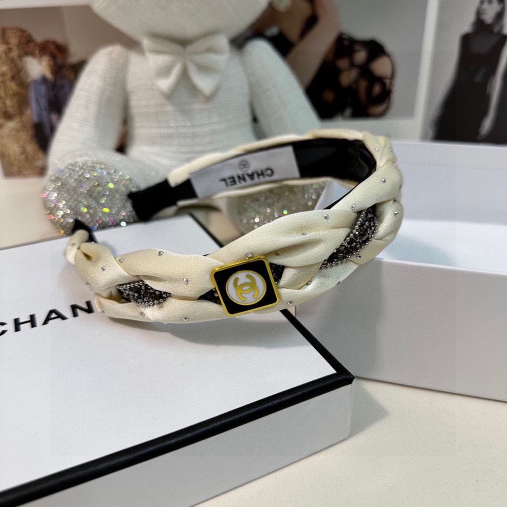 CHANEL HAIRBAND  LOGO WHITE FOR WOMEN 151339