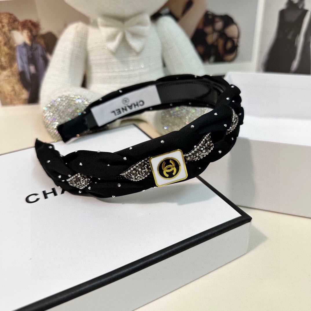 CHANEL HAIRBAND  LOGO BLACK FOR WOMEN 151340