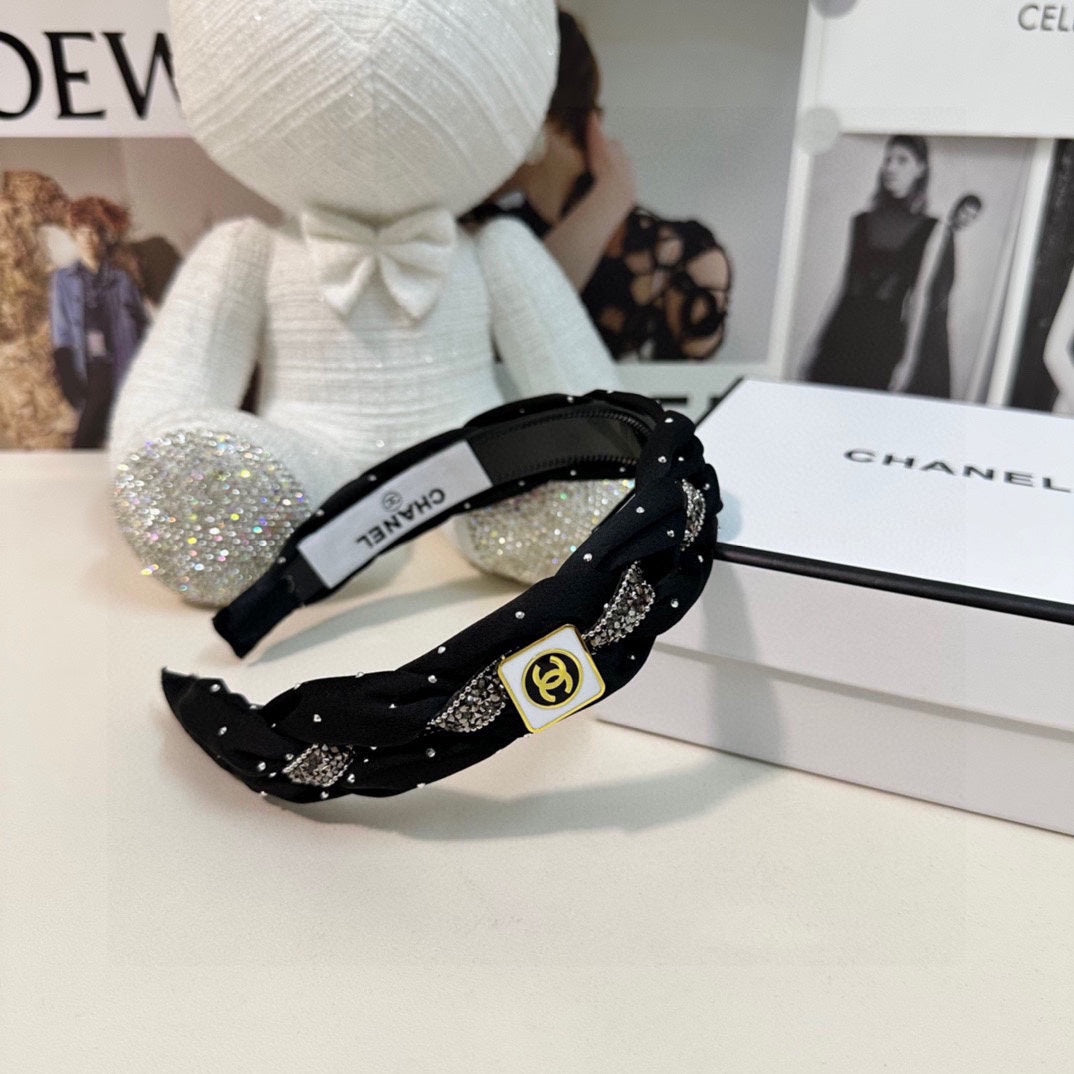 CHANEL HAIRBAND  LOGO BLACK FOR WOMEN 151340