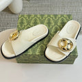 GUCCI WOMEN'S SLIPPER IN WHITE CALFSKIN WITH GOLD HARDWARE