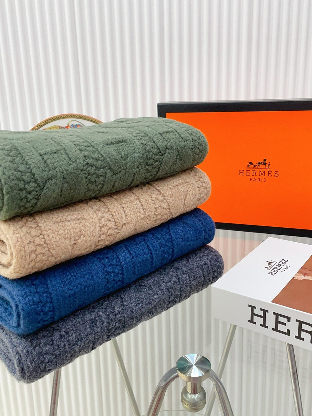 HERMES FAUBOURG MUFFLER 170 CM IN HUNTER GREEN CASERE