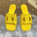 GUCCI WOMEN'S INTERLOCKING G SLIDE SANDAL LEMON CANVAS