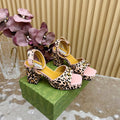 GUCCI HORSEBIT HIGH-HEEL SANDAL WITH LEOPARD PRINT IN LIGHT PINK VELVET AND CALFSKIN LINING