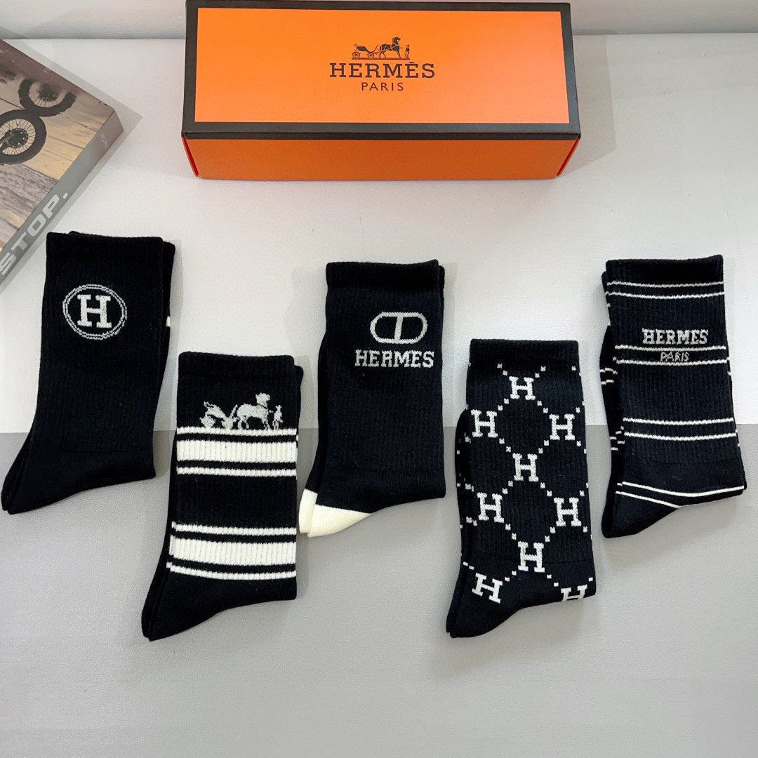 HERMES CREW SOCKS 381628 (1 BOX)