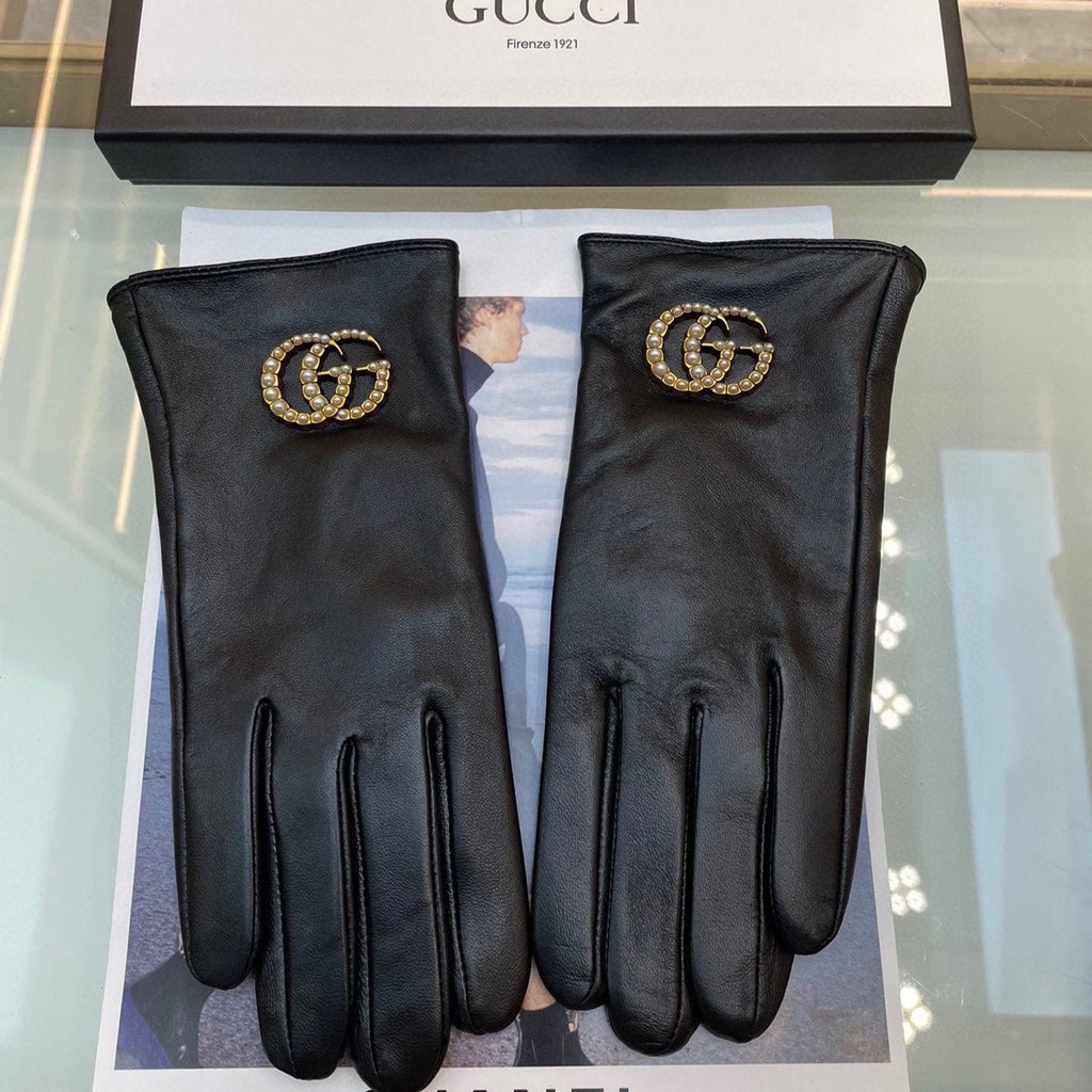 GUCCI GLOVES IN BLACK LAMBSKIN AND FLEECE LINING 465050