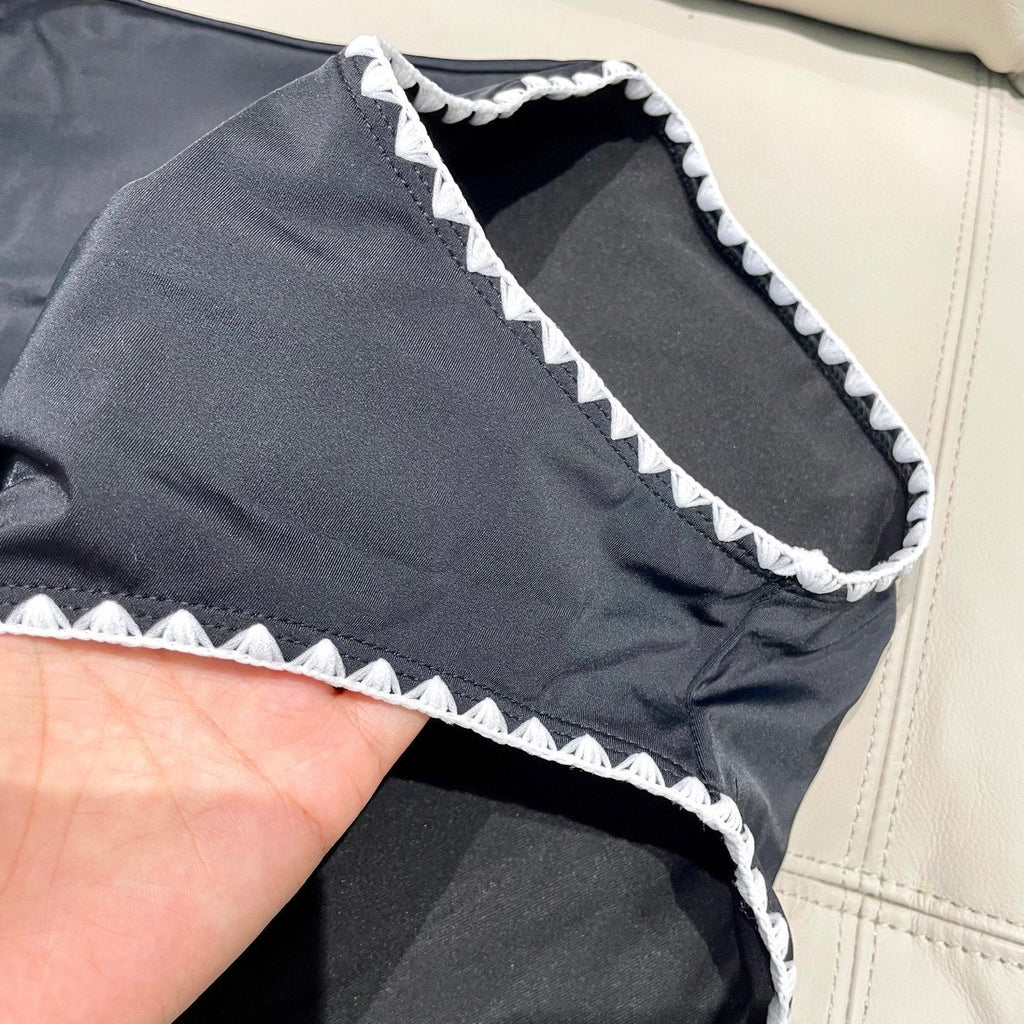 CHANEL BIKINI SWIMSUIT SET IN BLACK AND WHITE TRIM 622173