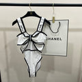 CHANEL BODYSUIT SWIMSUIT IN WHITE AND BLACK TRIM 627828