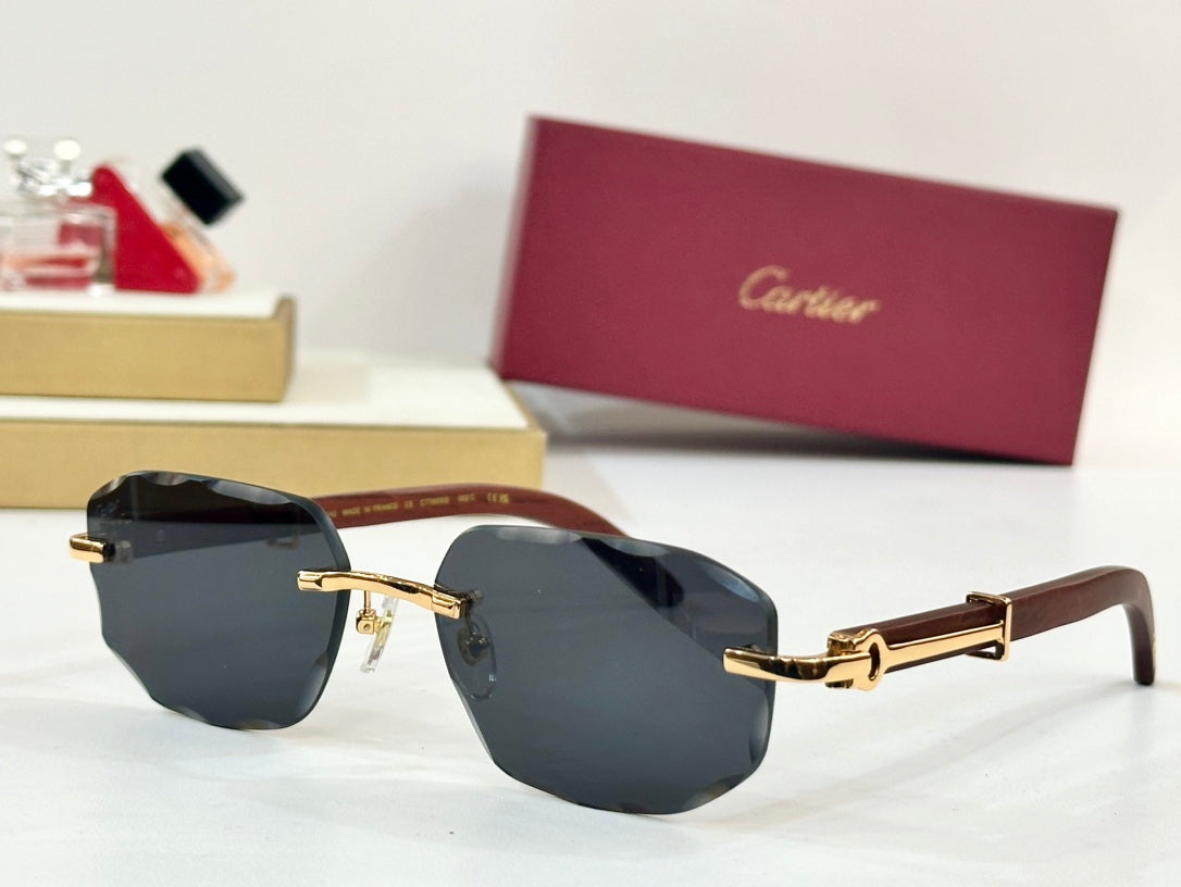 C DE GEOMETRIC FRAME SUNGLASSES CT0606S IN METAL AND WOODEN