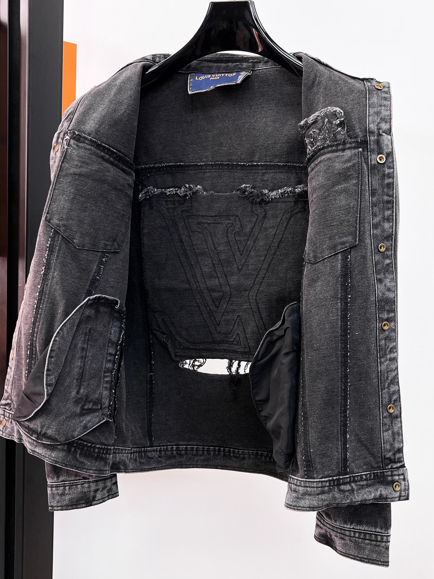 LOUIS VUITTON LV CHARCOAL BLACK DENIM JACKET 239526