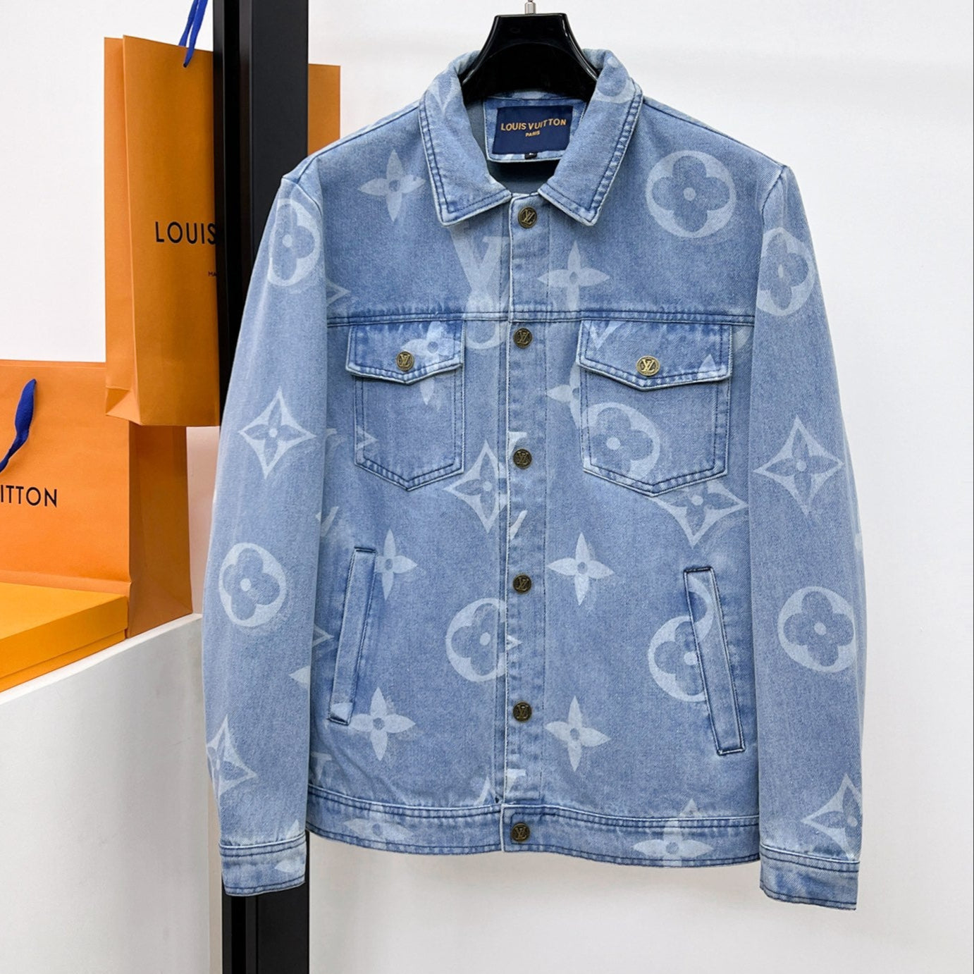 LOUIS VUITTON LV ICE BLUE MONOGRAM DENIM JACKET 239523