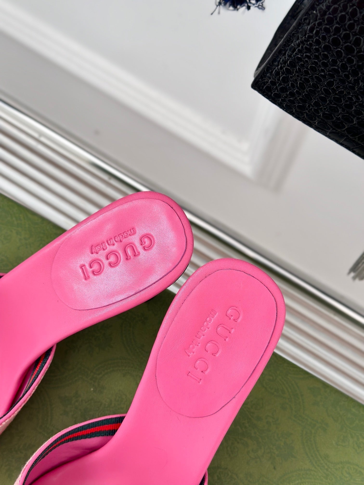 GUCCI Vintage High Heel Slippers Pink
