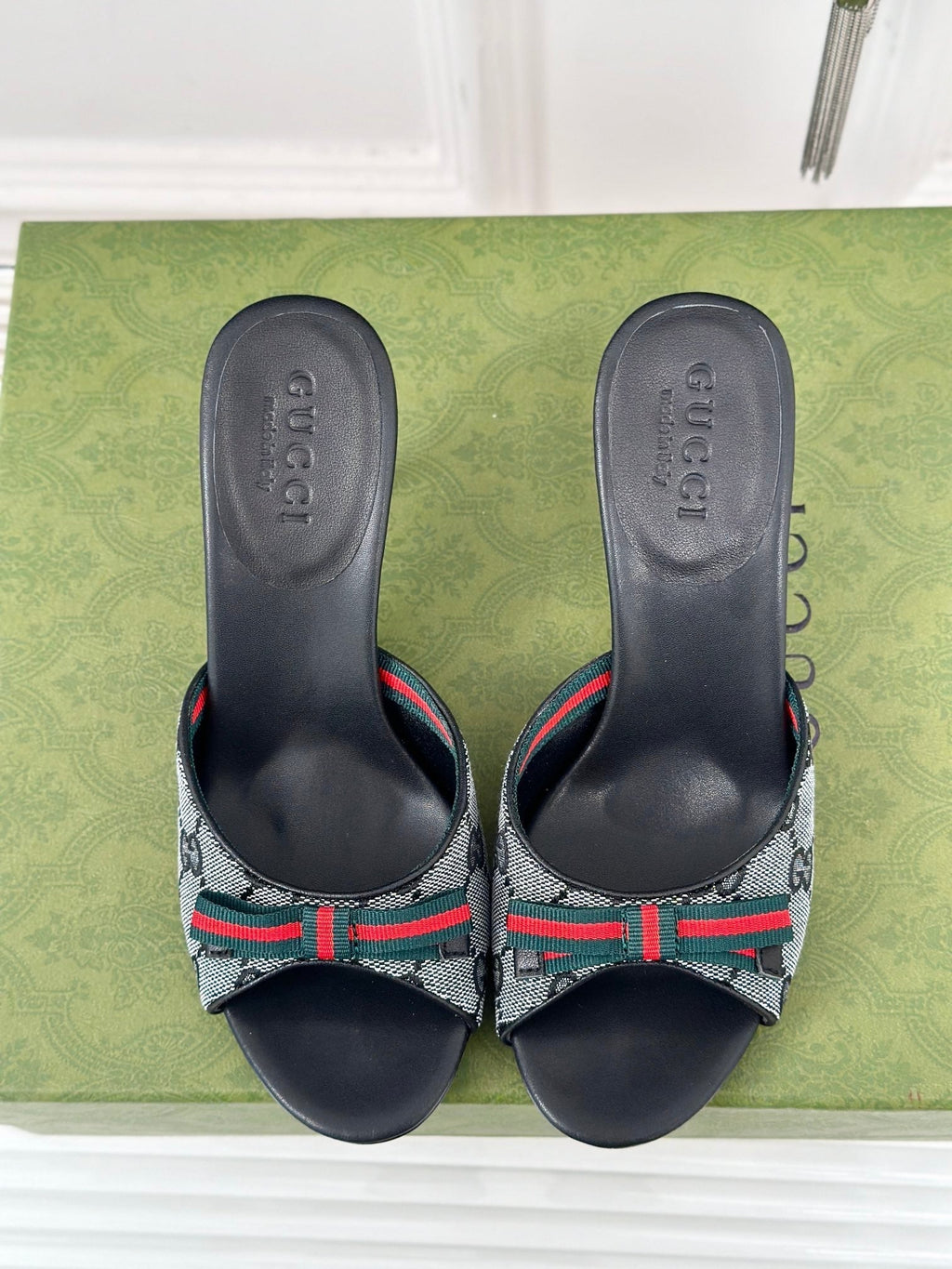 GUCCI Vintage High Heel Slippers Black