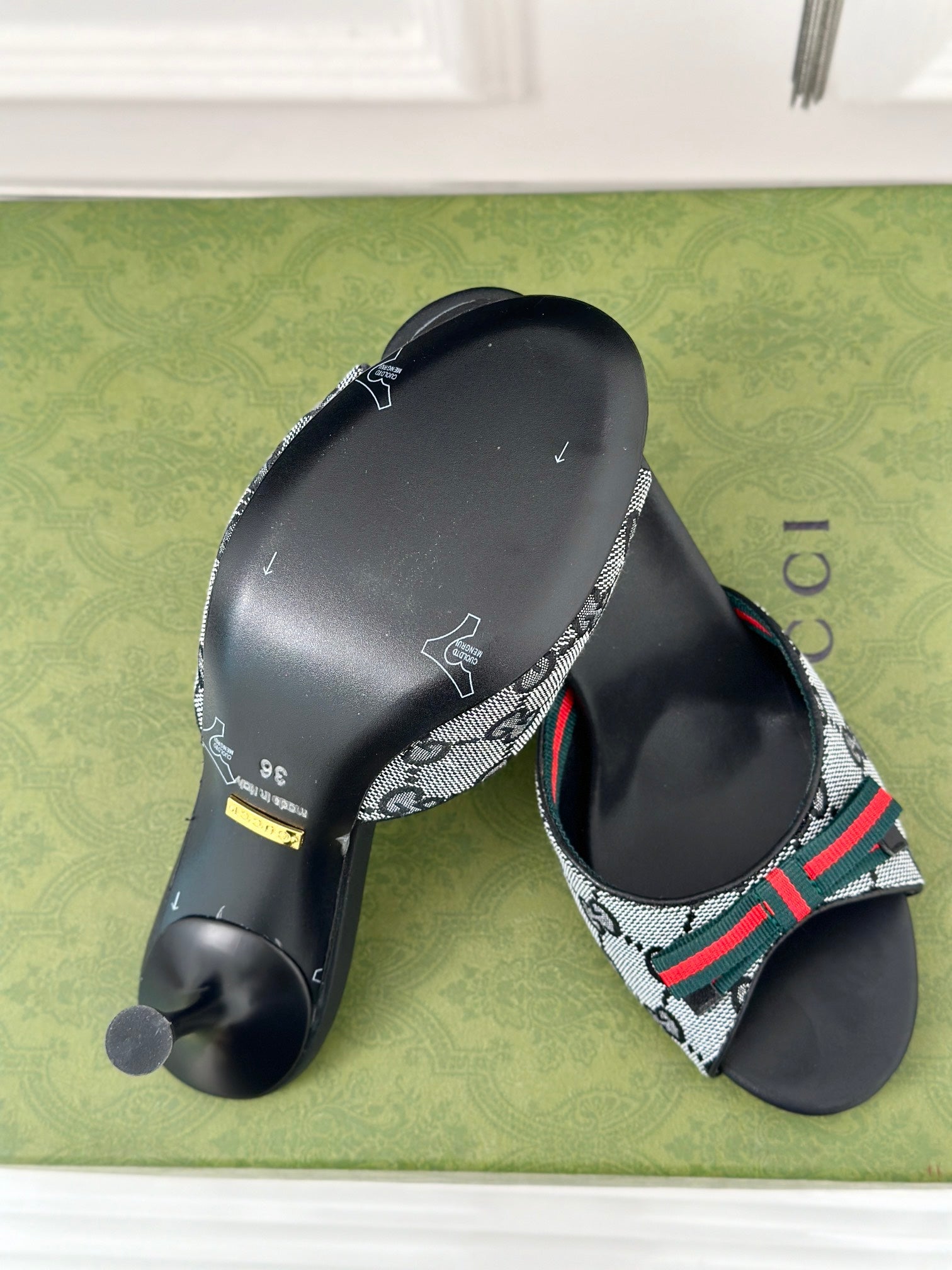 GUCCI Vintage High Heel Slippers Black